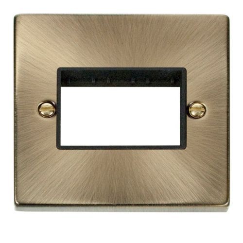 CLICK MINIGRID 1-GANG 3-MODULE ANTIQUE BRASS SWITCH FRONT PLATE (BLACK INS)