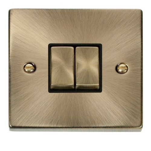 CLICK DECO VICTORIAN ANTIQUE BRASS VP ANT/BR INGOT 10A 2-GANG 2 WAY SW BLACK