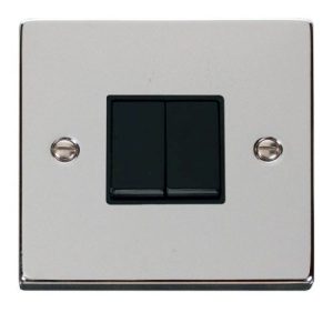 CLICK DECO VICTORIAN POLISHED CHROME VPCHROME 10A 2-GANG 2 WAY SWITCH BLACK