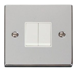 CLICK DECO VICTORIAN POLISHED CHROME VPCHROME 10A 2-GANG 2 WAY SWITCH