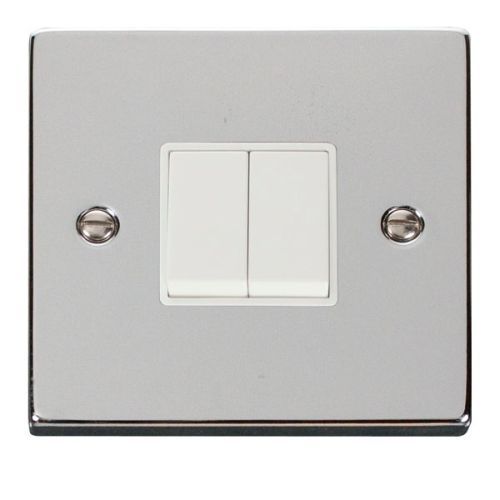 CLICK DECO VICTORIAN POLISHED CHROME VPCHROME 10A 2-GANG 2 WAY SWITCH