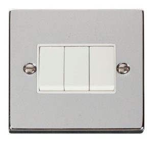 CLICK DECO VICTORIAN POLISHED CHROME VPCHROME 10A 3-GANG 2 WAY SWITCH