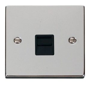 CLICK DECO VICTORIAN POLISHED CHROME VPCHROME TELEPHONE SOCKET SECONDARY BLACK