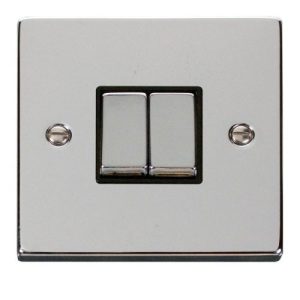 CLICK DECO VICTORIAN POLISHED CHROME VPCHROME INGOT 10A 2-GANG 2 WAY SWITCH