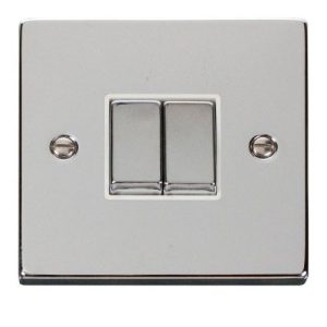 CLICK DECO VICTORIAN POLISHED CHROME VPCHROME INGOT 10A 2-GANG 2 WAY SWITCH