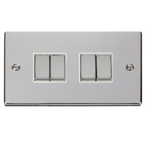 CLICK DECO VICTORIAN POLISHED CHROME VPCHROME INGOT 10A 4-GANG 2 WAY SWITCH