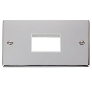 CLICK DECO MINIGRID POLISHED CHROME 2G 3-MODULE FRONTPLATE (WHITE INS)