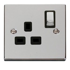 CLICK DECO VICTORIAN POLISHED CHROME INGOT 1-GANG 13A DP SWITCH SOCKET