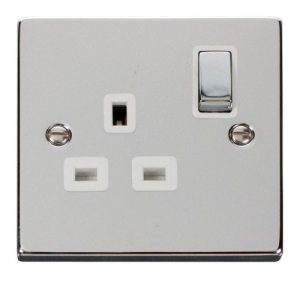 CLICK DECO VICTORIAN POLISHED CHROME INGOT 1-GANG 13A DP SWITCH SOCKET
