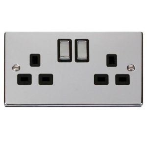 CLICK DECO VICTORIAN POLISHED CHROME 13A 2G INGOT SW SOCKET OUTLET