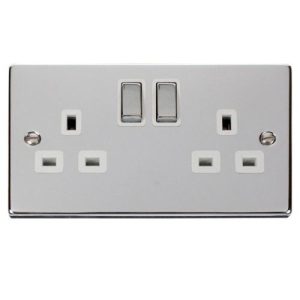 CLICK DECO VICTORIAN POLISHED CHROME 13A 2G INGOT SW SOCKET OUTLET
