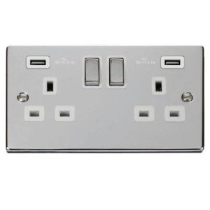 CLICK DECO VICTORIAN POLISHED CHROME 2G SOCKET USB 4.2A DECO