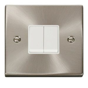 CLICK DECO VICTORIAN SATIN CHROME VP 10A 2-GANG 2 WAY SWITCH