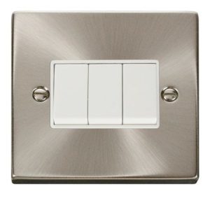 CLICK DECO VICTORIAN SATIN CHROME VP 10A 3-GANG 2 WAY SWITCH