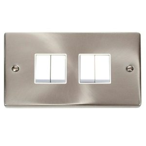 CLICK DECO VICTORIAN SATIN CHROME VP 10A 4-GANG 2 WAY SWITCH
