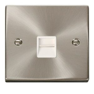 CLICK DECO VICTORIAN SATIN CHROME VP TELEPHONE SOCKET MASTER WH