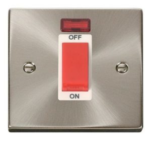 CLICK DECO VICTORIAN SATIN CHROME VP 1-GANG 45A DP SWITCH + NEON WH