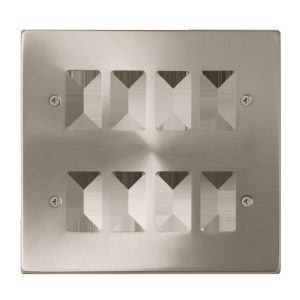 CLICK SATIN CHROME GRIDPRO 8-MODULE (2 X 4) DECO FRONTPLATE