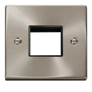 CLICK MINIGRID 1-GANG 2-MODULE SATIN CHROME SWITCH APERTURE