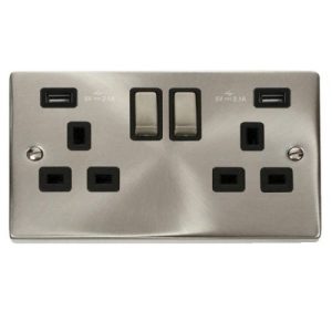 CLICK DECO VICTORIAN SATIN CHROME 2G SOCKET USB 4.2A DECO