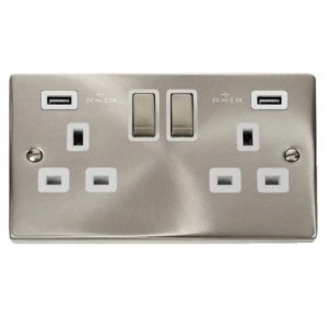 CLICK DECO VICTORIAN SATIN CHROME 2G SOCKET USB 4.2A DECO