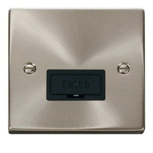 CLICK DECO VICTORIAN SATIN CHROME SATIN CHROME 13A SPUR WITHOUT FLEX OUTLET (BLACK INSERT)