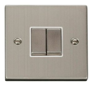 CLICK DECO VICTORIAN STAINLESS STEEL INGOT 10A 2-GANG 2 WAY SWITCH
