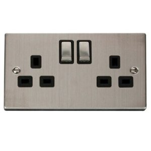 CLICK DECO VICTORIAN STAINLESS STEEL 13A 2G INGOT SW SOCKET OUTLET