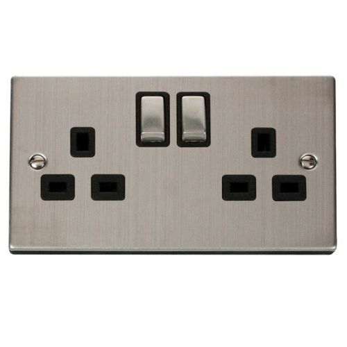 CLICK DECO VICTORIAN STAINLESS STEEL 13A 2G INGOT SW SOCKET OUTLET
