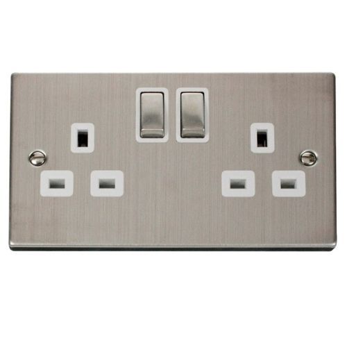 CLICK DECO VICTORIAN STAINLESS STEEL 13A 2G INGOT SW SOCKET OUTLET