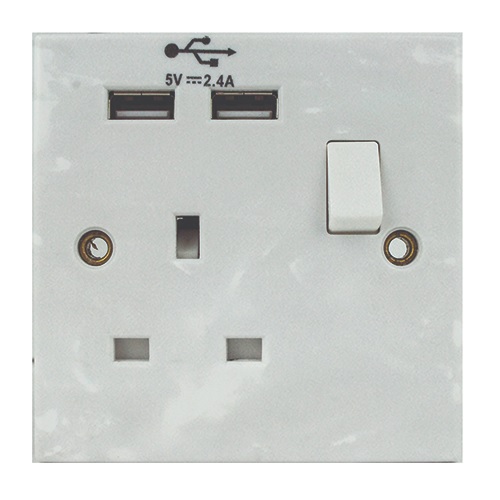 1G SWTCHED SOCKET + 2 USB PORTS