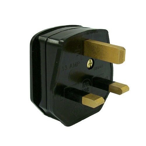 3A FUSED BLACK MAINS PLUG