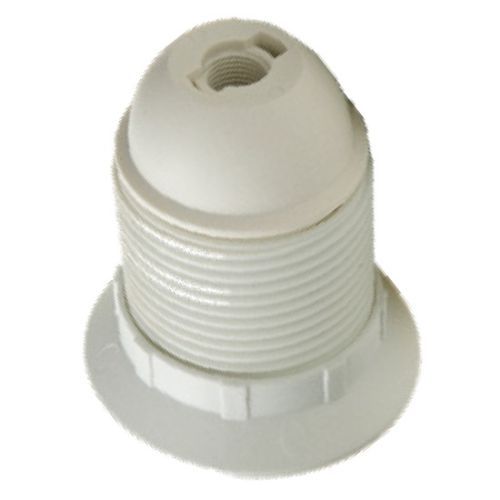 PLASTIC WHITE ES LAMPHOLDER WITH 10MM ENTRY+SHADE RING