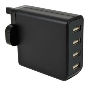 4 PORT USB MAINS PLUG CHARGER 4800MA