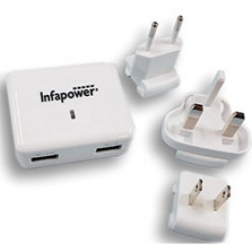 MAINS 110/240V TWIN 3.4A USB CHARGER + ADAPTORS