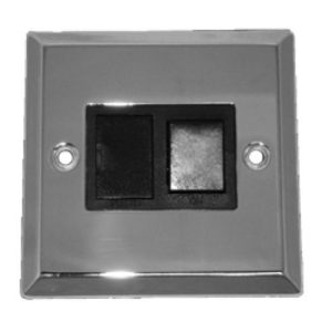 POLISHED CHROME 13A SWITCHED FUSED SPUR (BLACK INS)