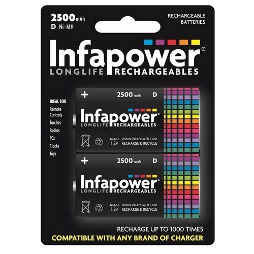 INFAPOWER D 2600MAH RECH BATTS 2PK