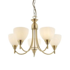 ENDON ALTON 5LT PENDANT TRADITIONAL ANTIQUE BRASS