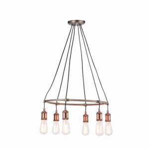 ENDON HAL 6LT PENDANT PEW/COPPER