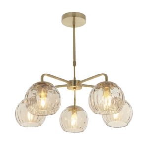 ENDON DIMPLE 5LT PENDANT SATIN BRUSHED GOLD