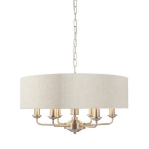 ENDON HIGHCLERE 6-LIGHT BRUSHED CHROME PENDANT + SHADE