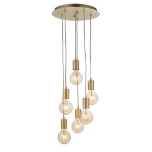 ENDON STUDIO 6-LIGHT ES BRUSHED BRASS PENDANT