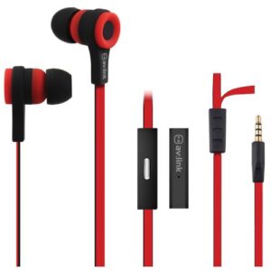 AVLINK RUBBERISED STEREO EARPHONES -  RED & BLACK