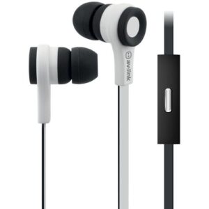 AVLINK RUBBERISED STEREO EARPHONES - BLACK & WHITE