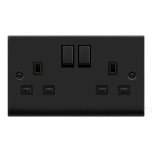 CLICK DECO VICTORIAN MATT BLACK 13A 2G INGOT SW SOCKET OUTLET