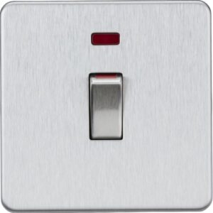 KNIGHTSBRIDGE 45A 1G DP SWITCH WITH NEON - BRUSHED CHROME