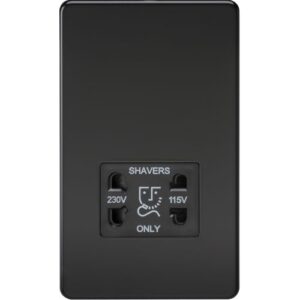 KNIGHTSBRIDGE SCREWLESS 115V/230V DUAL VOLTAGE SHAVER SOCKET - MATT BLACK
