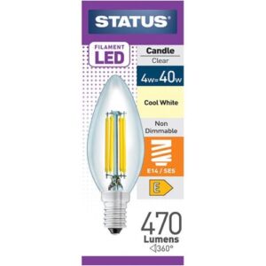 STATUS LED FILAMENT CANDLE 4.5W=40W SES CLEAR C/W
