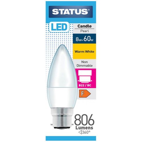 STATUS LED CANDLE BC 7.5W=806LM.=60W OPAL Warm White