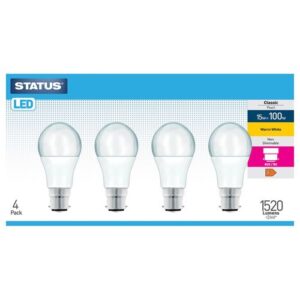 STATUS LED 13=100W GLS BC PEARL WW - 4PK